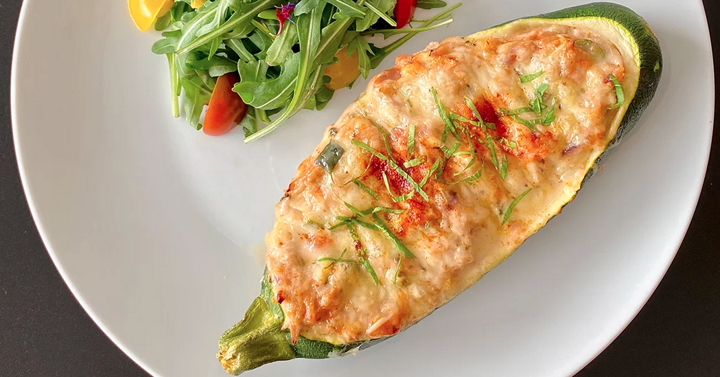 Zucchini gefüllt mit Thunfisch und Raclette Suisse®