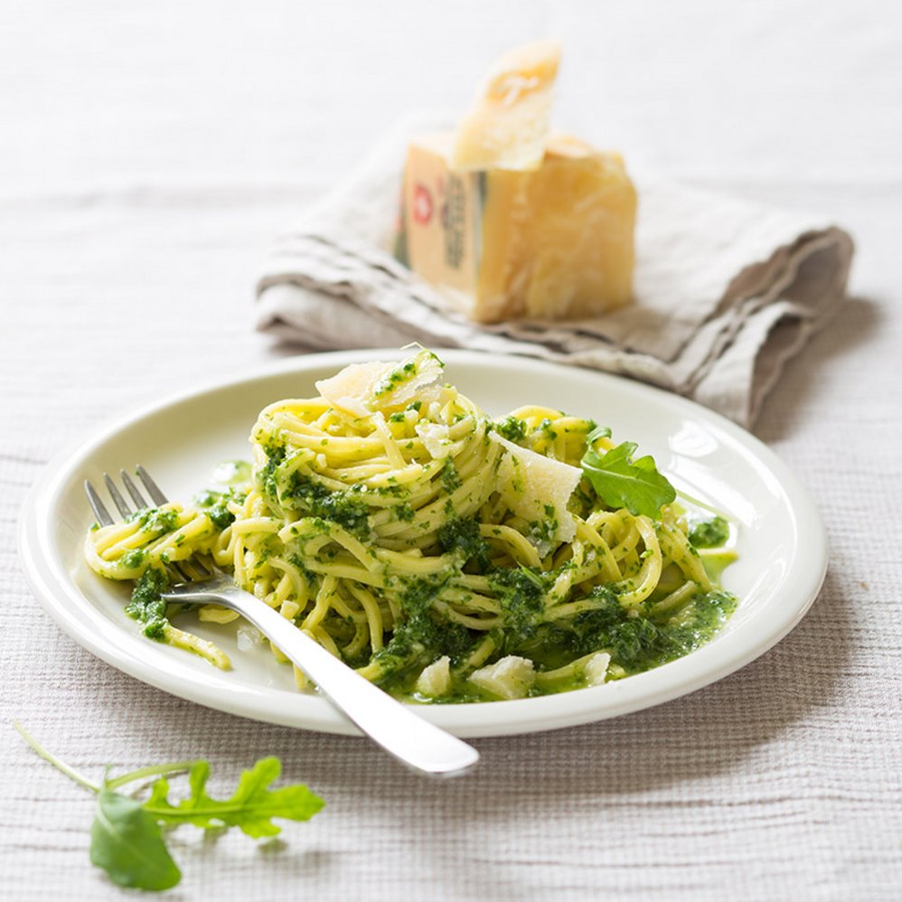 Tagliolini mit Rucolapesto und Sbrinz AOP