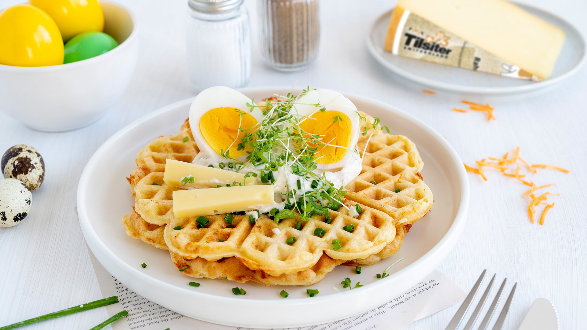 Karotten-Waffeln mit Schweizer Tilsiter