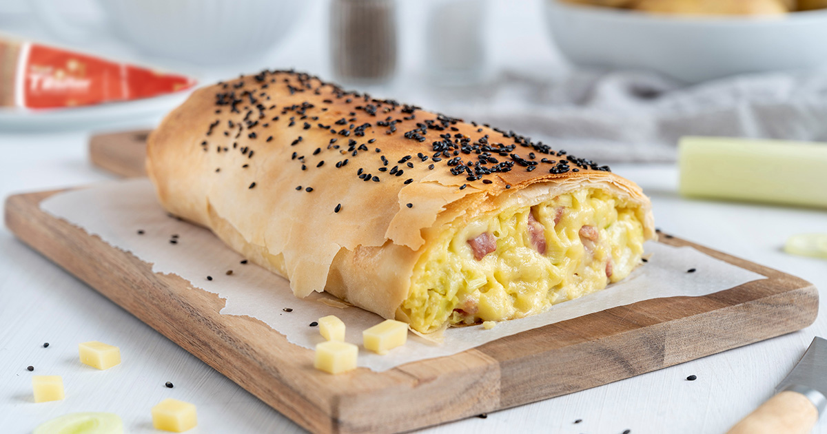 Kartoffel-Lauch-Strudel mit Schweizer Tilsiter