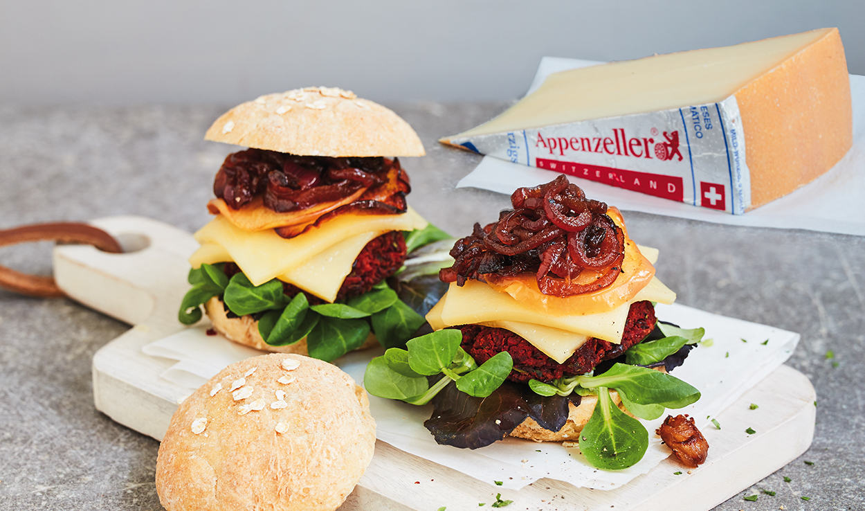 Saftige Haferbuns mit Appenzeller® und Bohnen-Patty