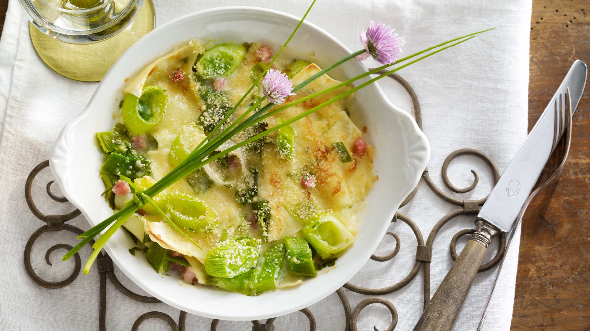 Lauch-Pastagratin mit Schweizer Emmentaler AOP