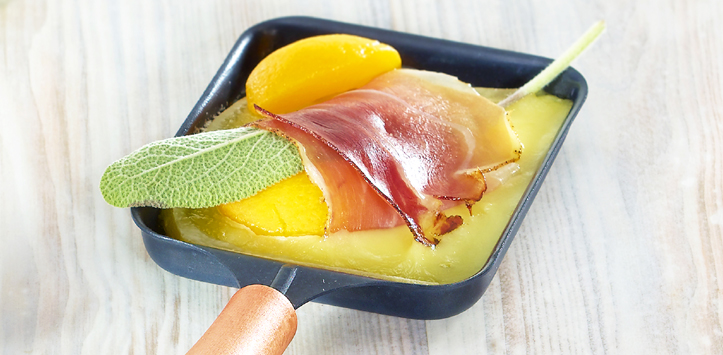 Raclette Suisse® mit Aprikosen und Schinken