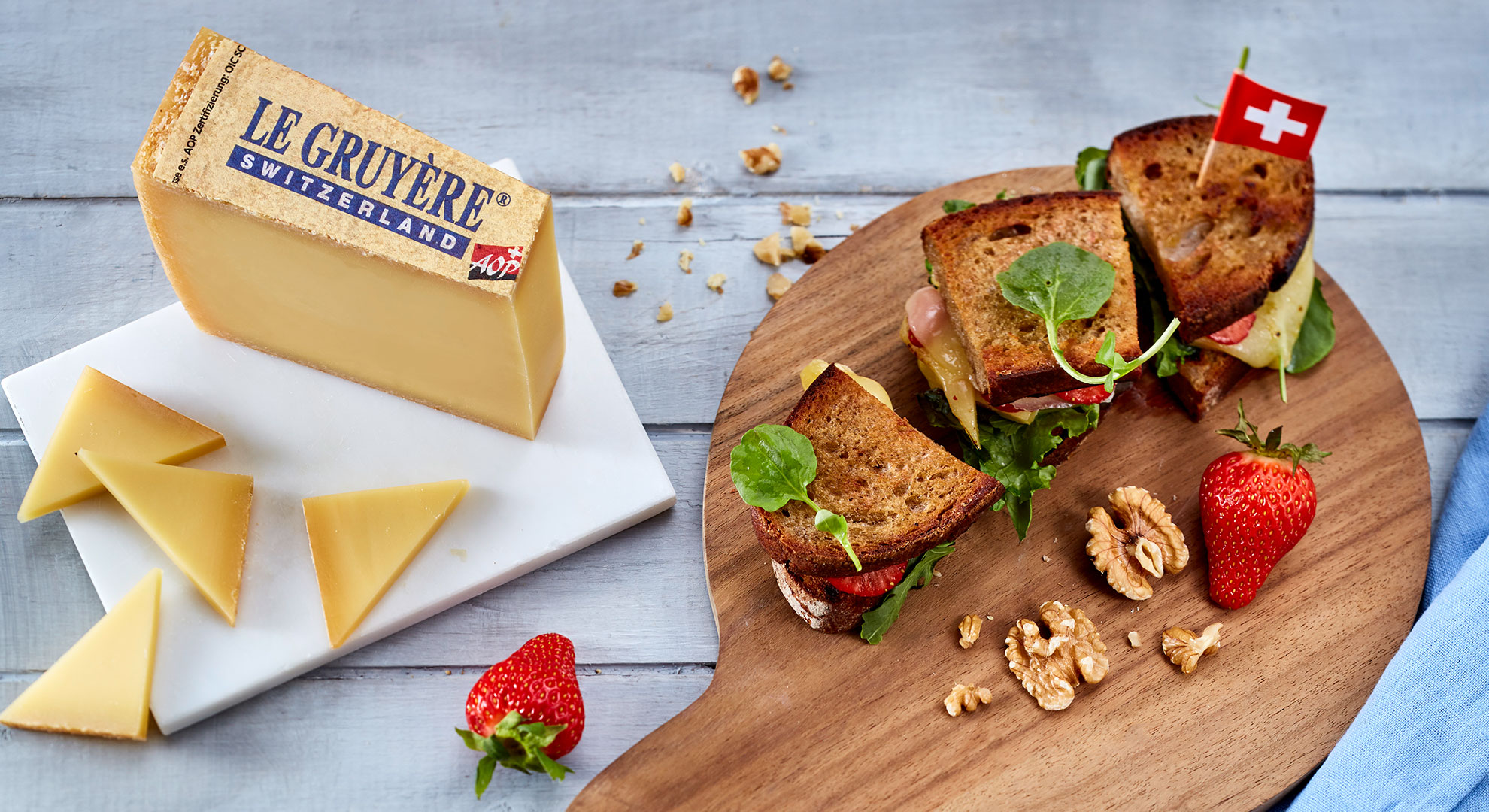 Gegrillte Sandwich-Würfel mit Le Gruyère AOP