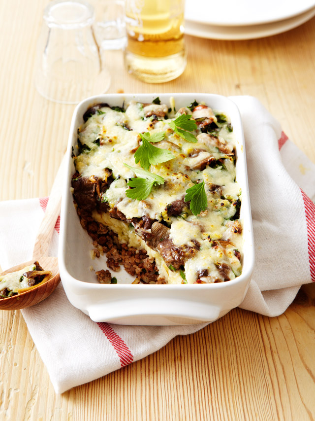 Hackfleisch-Kartoffel-Auflauf mit Champignons und Le Gruyère AOP