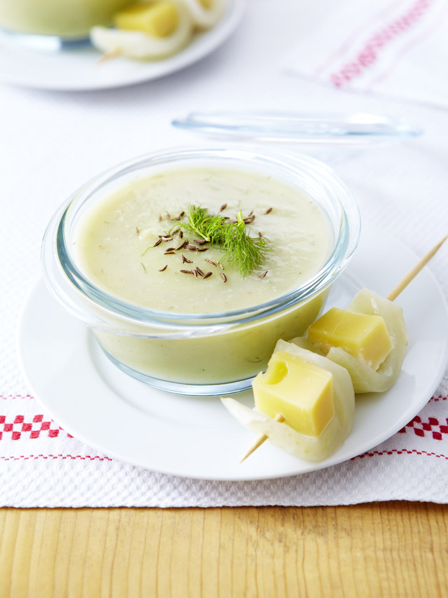 Fenchelsüppchen mit Appenzeller® Spießen