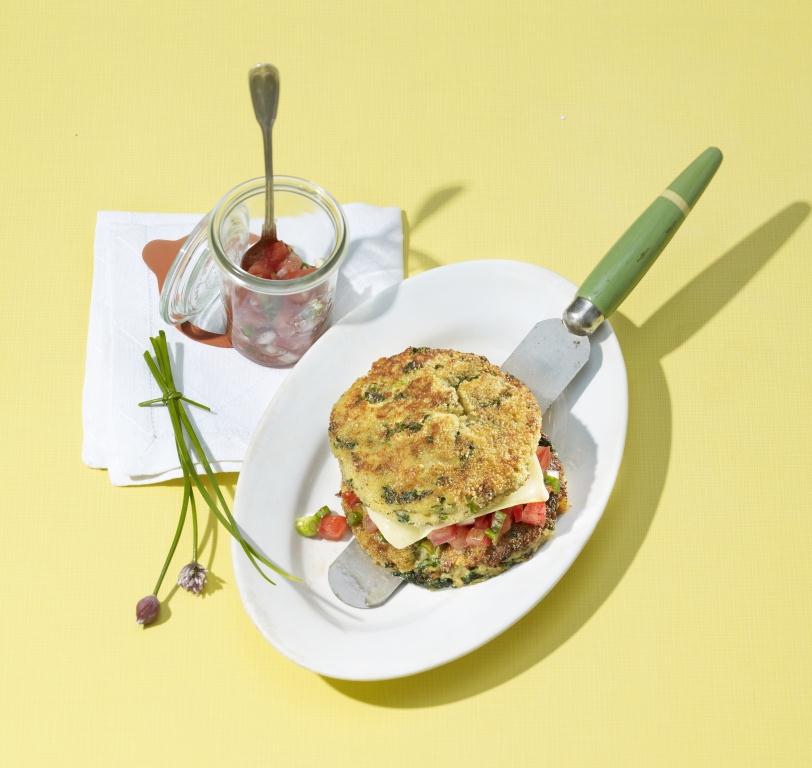 Brot-Gruyère AOP-Burger mit Tomatensauce