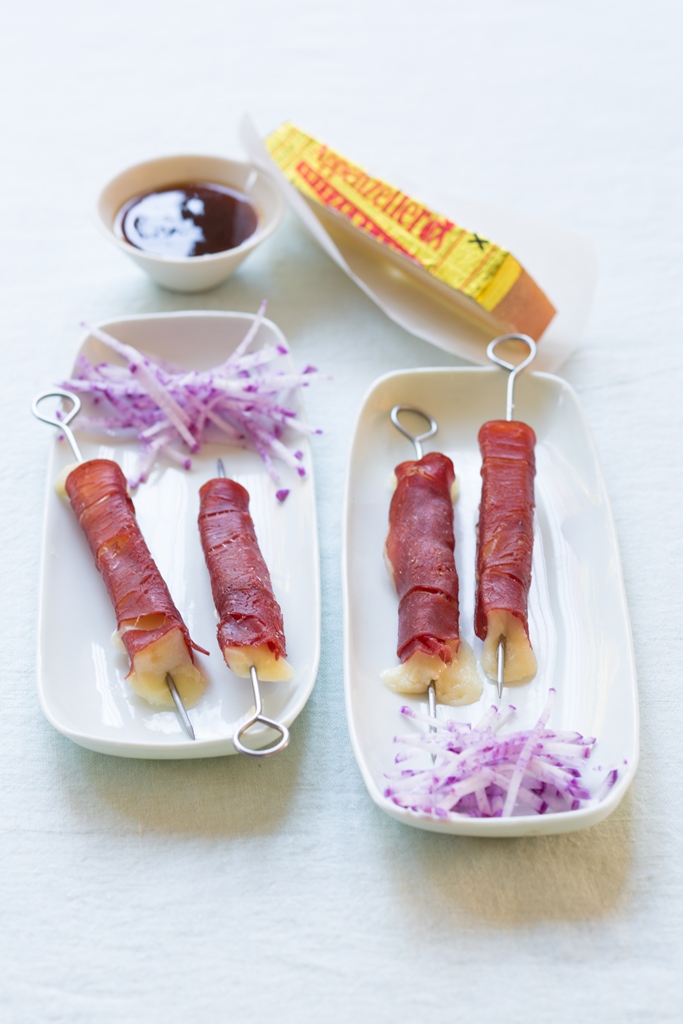 Yakitori-Spieße mit Bündnerfleisch und Appenzeller®